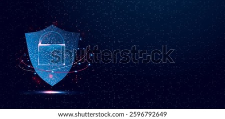 Cyber security attach. Data protection with shield, vector editable	
