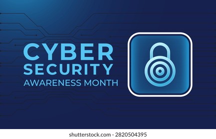 Cyber Security Awareness Month background with Glossy security shield icon with keyhole representing strong cyber defense and digital privacy. Vector illustration of background.