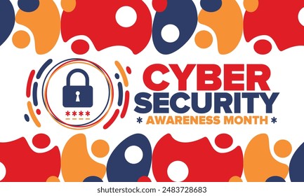 In: Cyber Security Awareness Month. Wird jährlich im Oktober gefeiert, um das Bewusstsein für digitale Sicherheit zu schärfen und jeden zu befähigen, seine persönlichen Daten vor digitalen Formen der Kriminalität zu schützen. Vektorgrafik