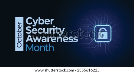 Cyber Security Awareness Month (NCSAM). Observed in october. Vector banner.
