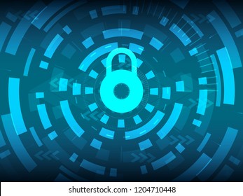 Cyber security background, Future cyber technology, Lock security.