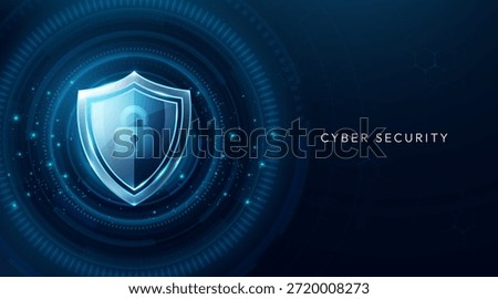 Cyber Security Background with Glowing Digital Shield and Secure Data Protection Interface