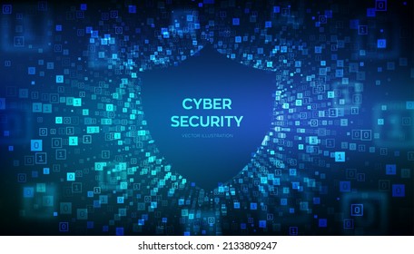 Cyber security background. Network protection. Internet Security concept. Abstract futuristic cyberspace. Binary data flow tunnel. Big data. Digital code with digits 1.0. Vector Illustration. svg