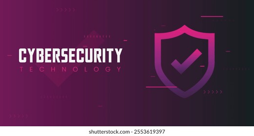 Cyber security background, shield check in futuristic Concept of internet privacy and cyber protection