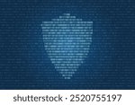 Cyber security background. Shield on the binary background. Cyber safety backdrop. Internet protection illustration. Data security.