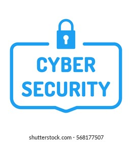 Cyber security. Badge with lock icon. Flat vector illustration on white background.