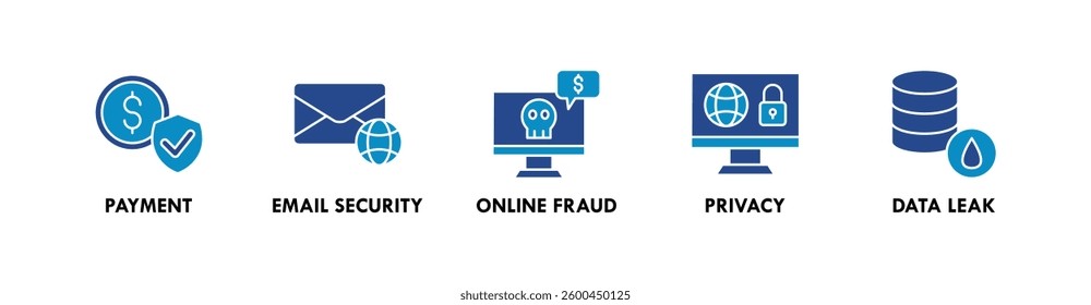 Cyber Security banner web icon vector illustration concept with icon of payment, email security, online fraud, privacy, and data leak