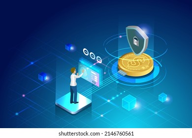 Cyber Security, Biometric Security To Access Financial Transaction. Businessman Use Fingerprint Scanning Online Connect To Investment Platform Global Network Connecting, Financial Technology.