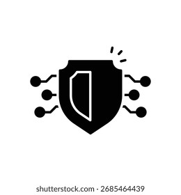 Icono de Vector de glifo negro de seguridad cibernética