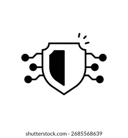 Icono de Vector de glifo negro de seguridad cibernética