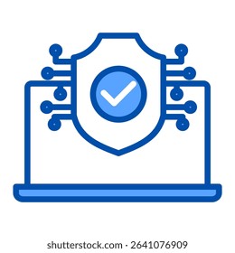 Cyber security blue color icon. Simple vector icon design in blue color style. Editable vector format