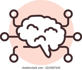 Cyber security brain, illustration, vector on white background.