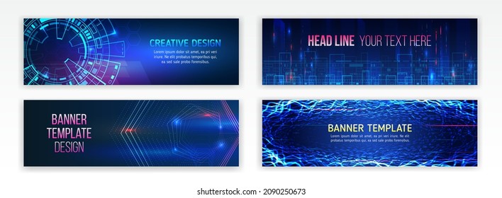 Cyber security for business and internet projects. Abstract web design banner. Modern graphic template for websites. High tech futuristic technology background.