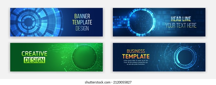 Cyber security for business and internet projects. Abstract web design banner. Modern graphic template for websites. High tech futuristic technology background.