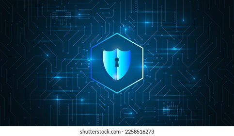 Ciberseguridad para empresas y proyectos de internet. Ilustración vectorial de los servicios de seguridad de datos. Protección de datos, privacidad y concepto de seguridad de Internet. La alta tecnología de fondo.