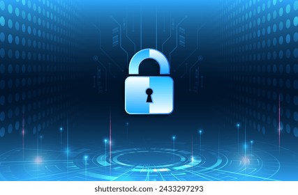 Cyber security for business and internet projects. Vector illustration of data security services. Data protection, privacy, and internet security concept. Hi-tech various background.