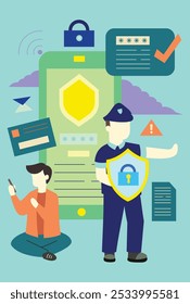 Cartel de la campaña de seguridad cibernética para Design Illustrator