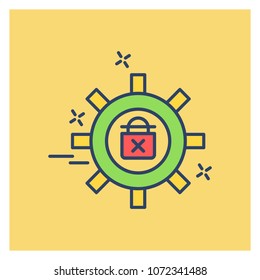Cyber security colored icon with yellow background 