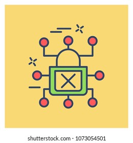 Cyber security colored icon with yellow background 