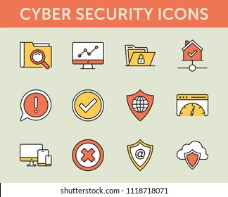 Cyber Security Colored Line Icons