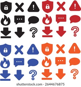 Iconos de seguridad cibernética y comunicación