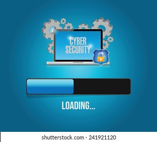 Cyber Security Computer Technology Update. Illustration Design Over A Blue Background