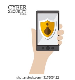 Cyber security concept about warning icon design, vector illustration eps 10