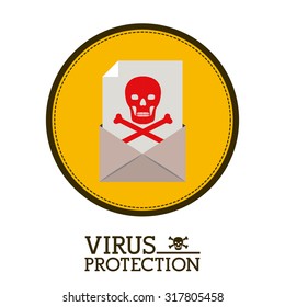 Cyber security concept about warning icon design, vector illustration eps 10