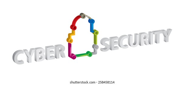 Cyber security concept with abstract padlock illustration