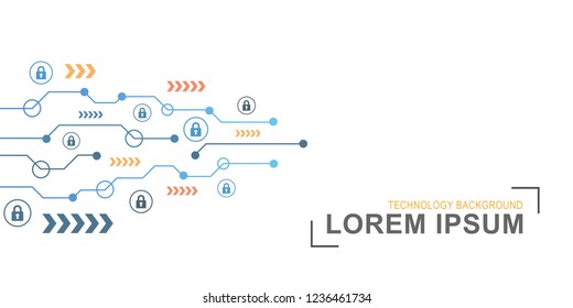 Cyber security concept. Abstract technology background with futuristic circuit board and lock icon for safe your data. Protection system. Vector illustration, cyber data