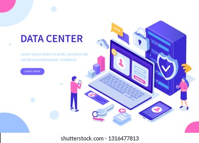 Cyber security concept with characters. Can use for web banner, infographics, hero images. Flat isometric vector illustration isolated on white background.