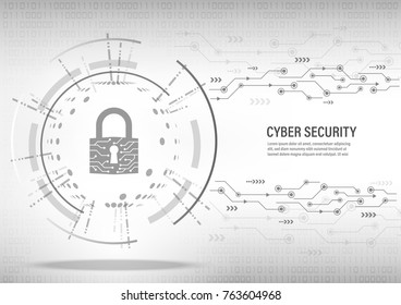 Cyber Security Concept : Close Padlock On Digital White Background.