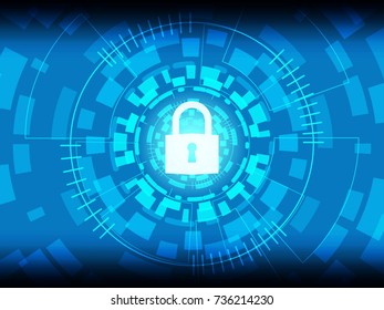 Cyber Security Concept : Closed Padlock on digital background.
