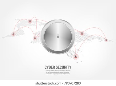 Cyber Security Concept : Closed Padlock on internet hacker background