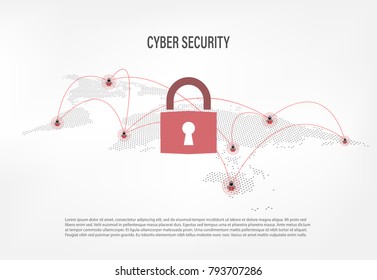 Cyber Security Concept : Closed Padlock on internet hacker background