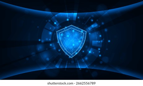 Cyber-Sicherheitskonzept digitale Hud und Schild Science-Fiction-Technologie adstract blauen hellen Hintergrund