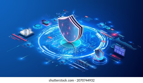 Cyber security concept. Encryption. Cyber security and information or network protection. Future technology web services. Privacy concept. Data protection. Anti virus software. Database system. Vector