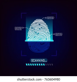 Cyber Security Concept : fingerprint scanning vector