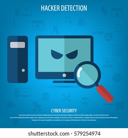Cyber security concept. Hacker detection icon.