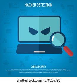Cyber security concept. Hacker detection icon.