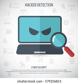 Cyber security concept. Hacker detection icon.