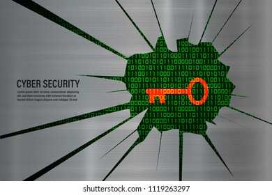 Cyber Security Concept : Key on Cracked metal with binary coed background