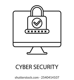 cyber security concept line icon. Simple element illustration. cyber security concept outline symbol design.