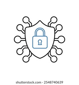 ícone da linha de conceito de segurança cibernética. Ilustração de elemento simples. conceito de segurança cibernética esboço de símbolo.