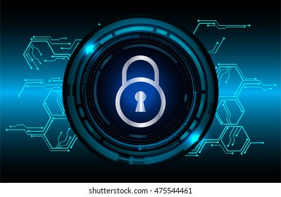 Cyber security concept: Lock With Keyhole icon on digital data background. Illustrates security or information privacy idea