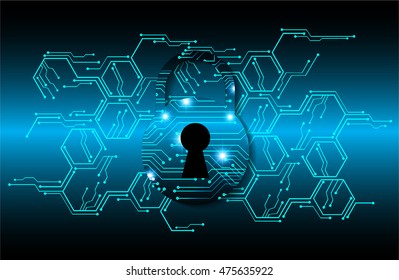 Cyber security concept: Lock With Keyhole icon on digital data background. Illustrates security or information privacy idea