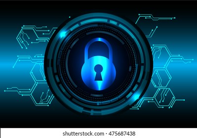 Cyber security concept: Lock With Keyhole icon on digital data background. Illustrates security or information privacy idea