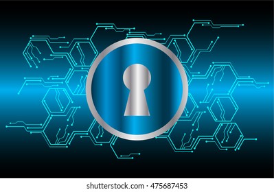 Cyber security concept: Lock With Keyhole icon on digital data background. Illustrates security or information privacy idea