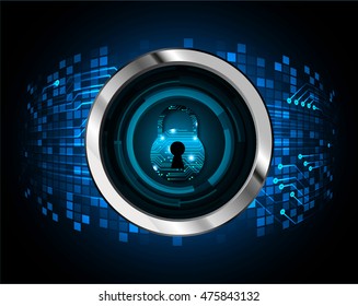 Cyber security concept: Lock With Keyhole icon on digital data background. Illustrates security or information privacy idea
