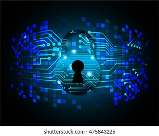Cyber security concept: Lock With Keyhole icon on digital data background. Illustrates security or information privacy idea